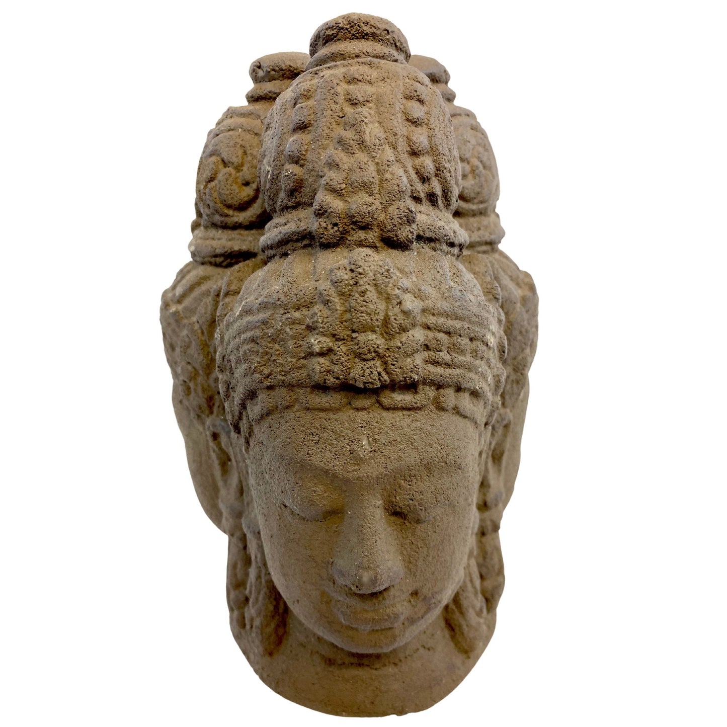 Trimurti Hindu Garden Statue: Handmade Cast Lava Stone Balinese Garden Sculpture