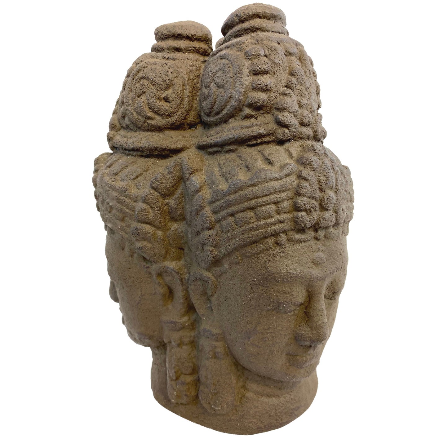 Trimurti Hindu Garden Statue: Handmade Cast Lava Stone Balinese Garden Sculpture