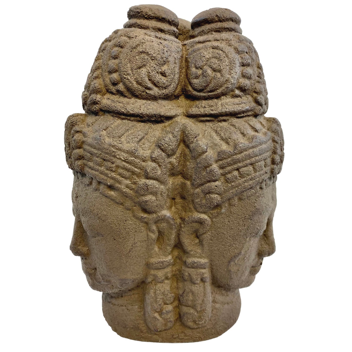 Trimurti Hindu Garden Statue: Handmade Cast Lava Stone Balinese Garden Sculpture