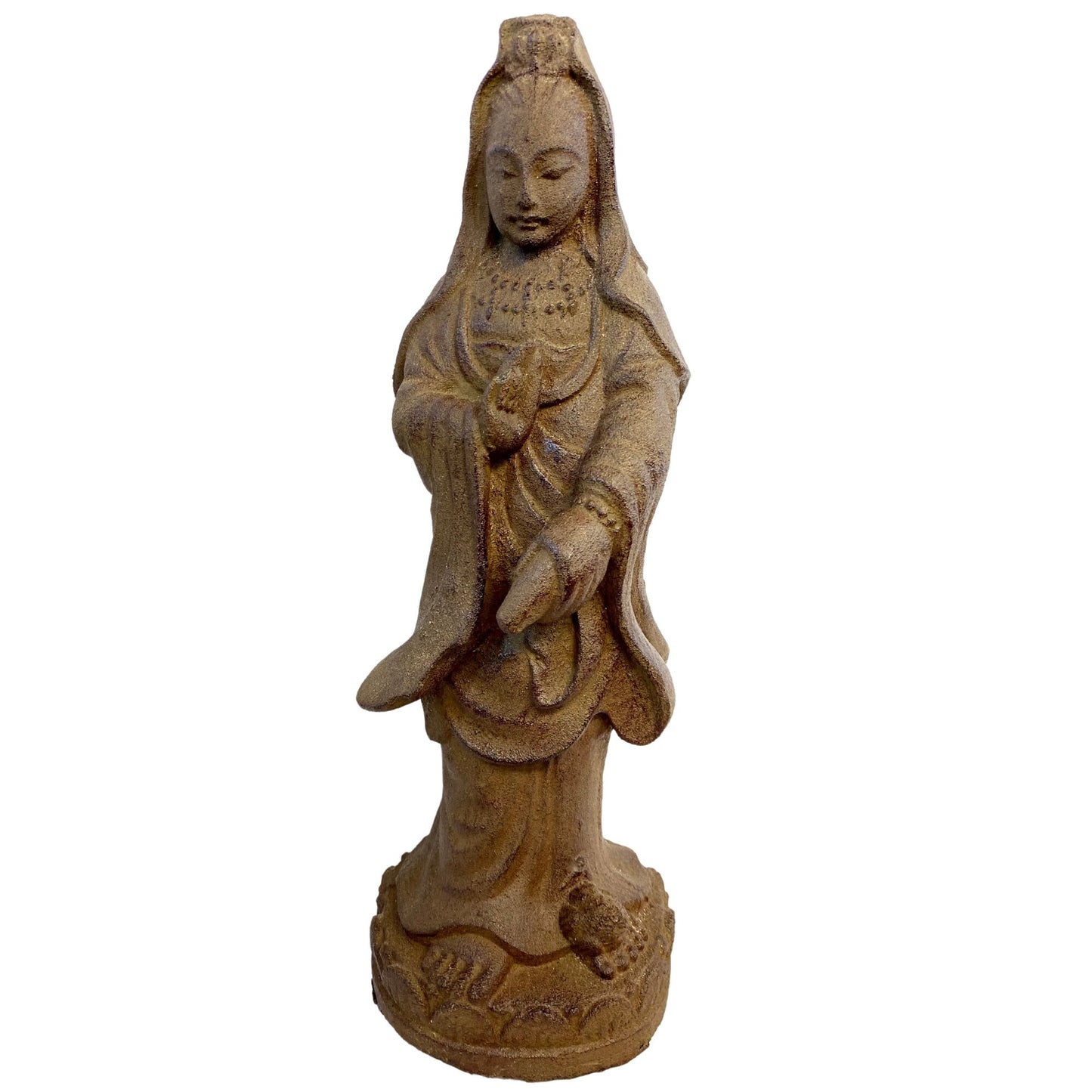 Guanyin Garden Statue Quanyin Kwanyin Goddess Of Mercy Cast Lava Stone sculpture Decor yard Art Sculpture Bodhisattva Of Compassion - Acadia World Traders