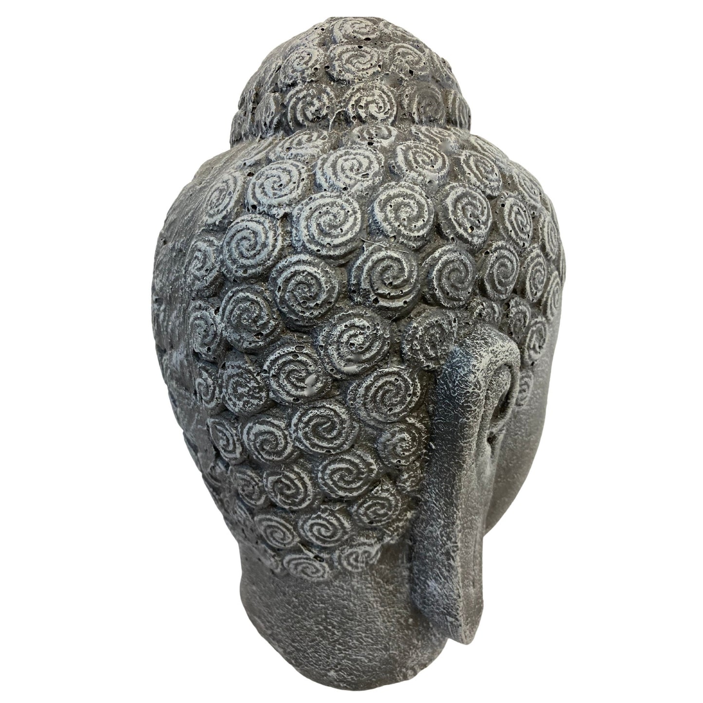 Buddha Head Garden Statue: Handmade Cast Lava Stone Sculpture, Balinese Garden Decor