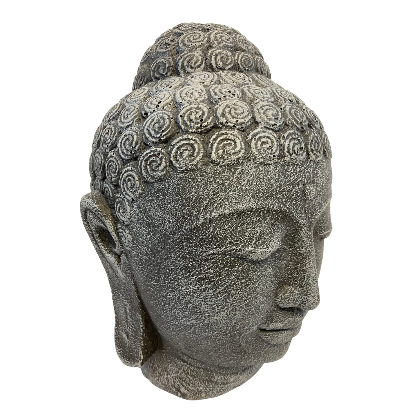 Buddha Head Garden Statue: Handmade Cast Lava Stone Sculpture, Balinese Garden Decor