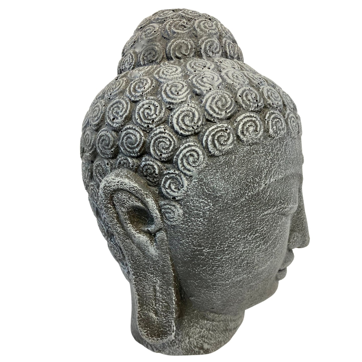 Buddha Head Garden Statue: Handmade Cast Lava Stone Sculpture, Balinese Garden Decor