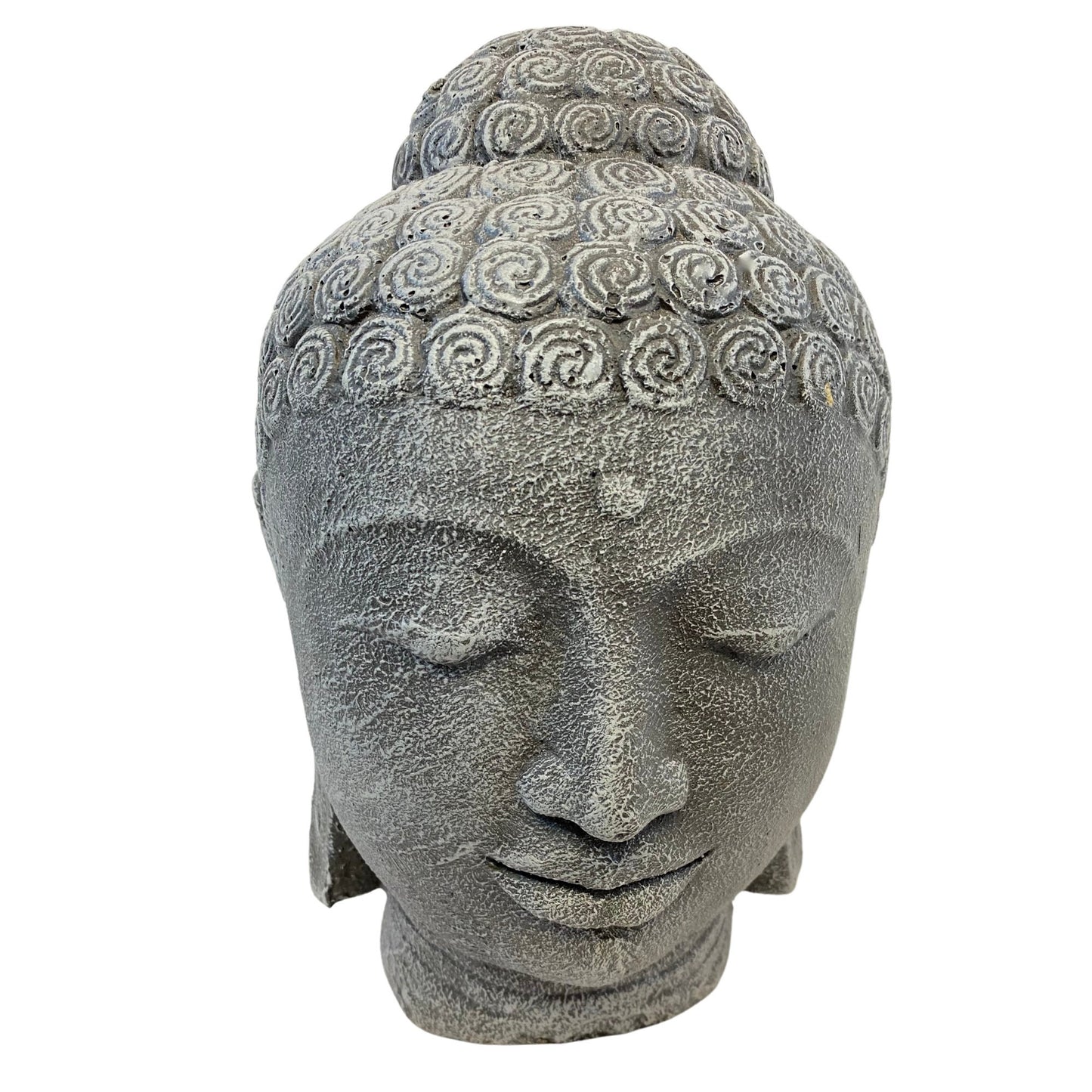 Buddha Head Garden Statue: Handmade Cast Lava Stone Sculpture, Balinese Garden Decor
