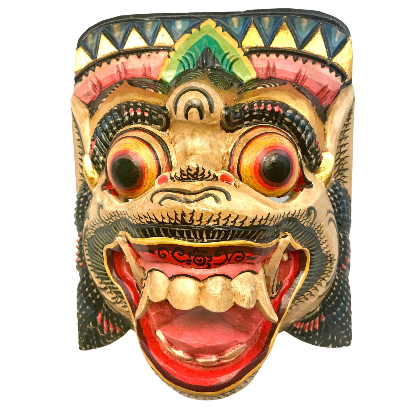 White Hanuman Mask the Monkey General Balinese Topeng Hand Carved Carving Wood Bali wall Art Wall art