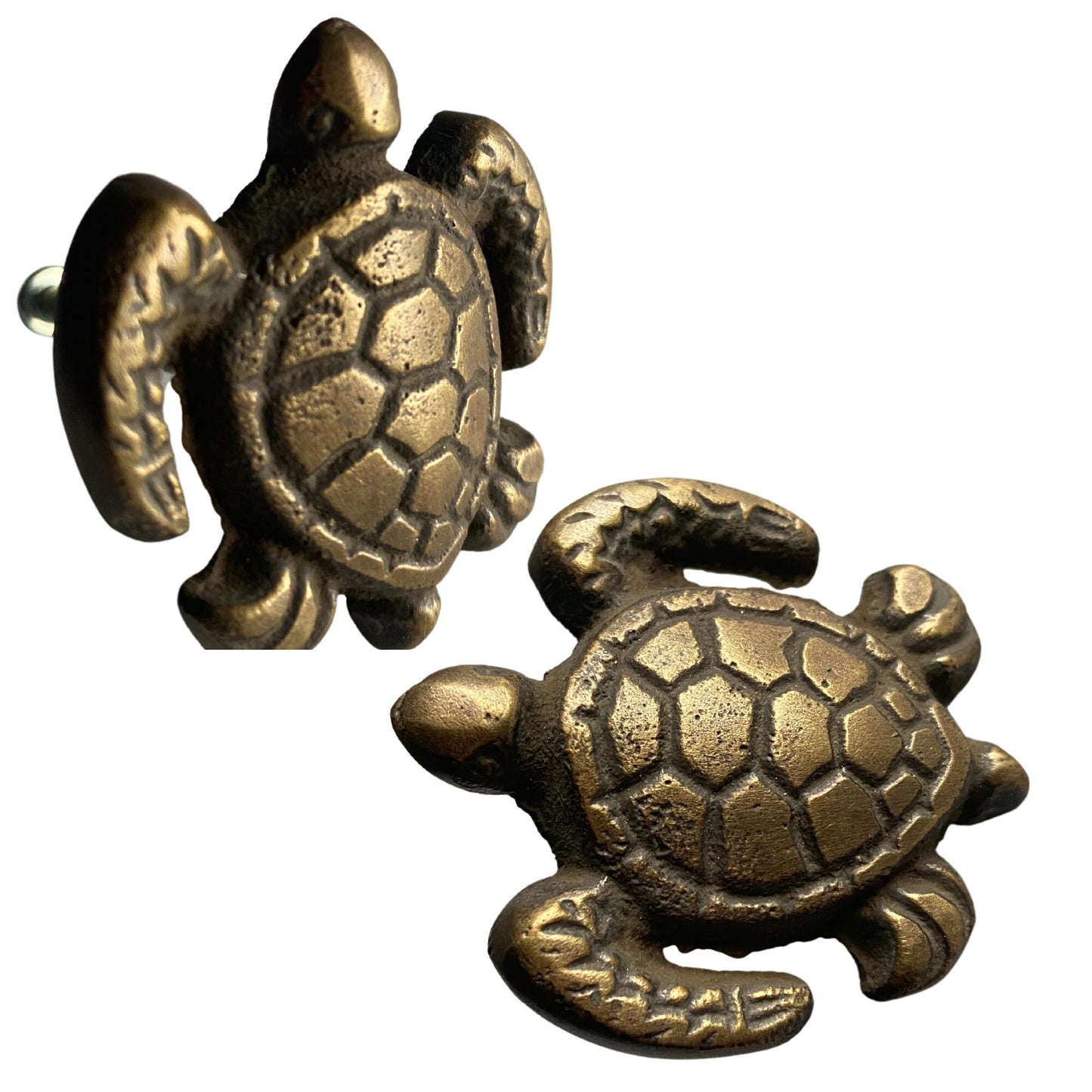 Brass Sea Turtle Drawer Pull: Nautical Cabinet Knob, Wall Hook