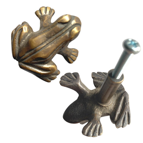 FROG Knob handle Drawer Pull TOAD Amphibian handmade solid brass Home decor