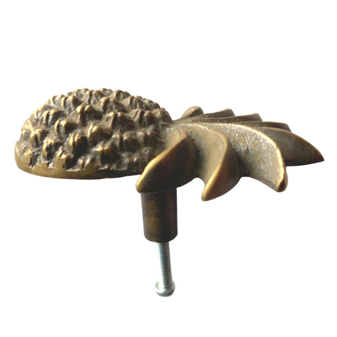 Tropical Pineapple Knob Solid Brass Drawer Pull Handle Hook Handcrafted Bali Jungelow decor