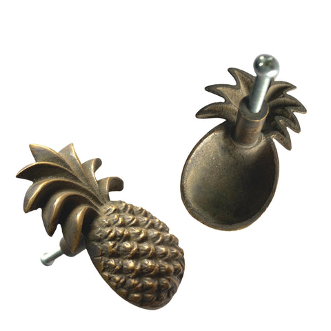 Tropical Pineapple Knob Solid Brass Drawer Pull Handle Hook Handcrafted Bali Jungelow decor