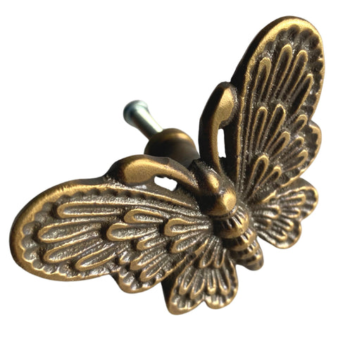 Butterfly Moth Brass Knob Drawer Pull Door Cabinet Handle Wall Hook Bali Art