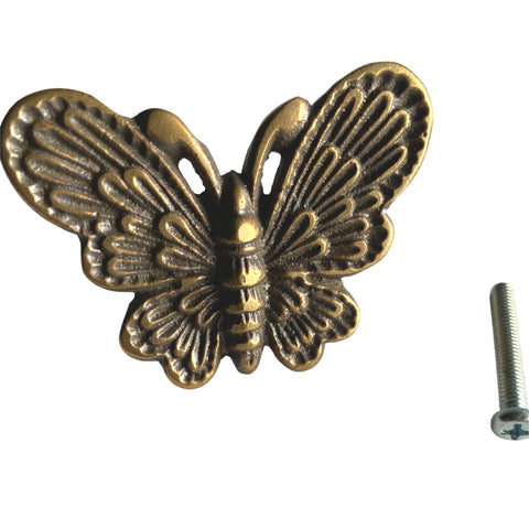 Butterfly Moth Brass Knob Drawer Pull Door Cabinet Handle Wall Hook Bali Art