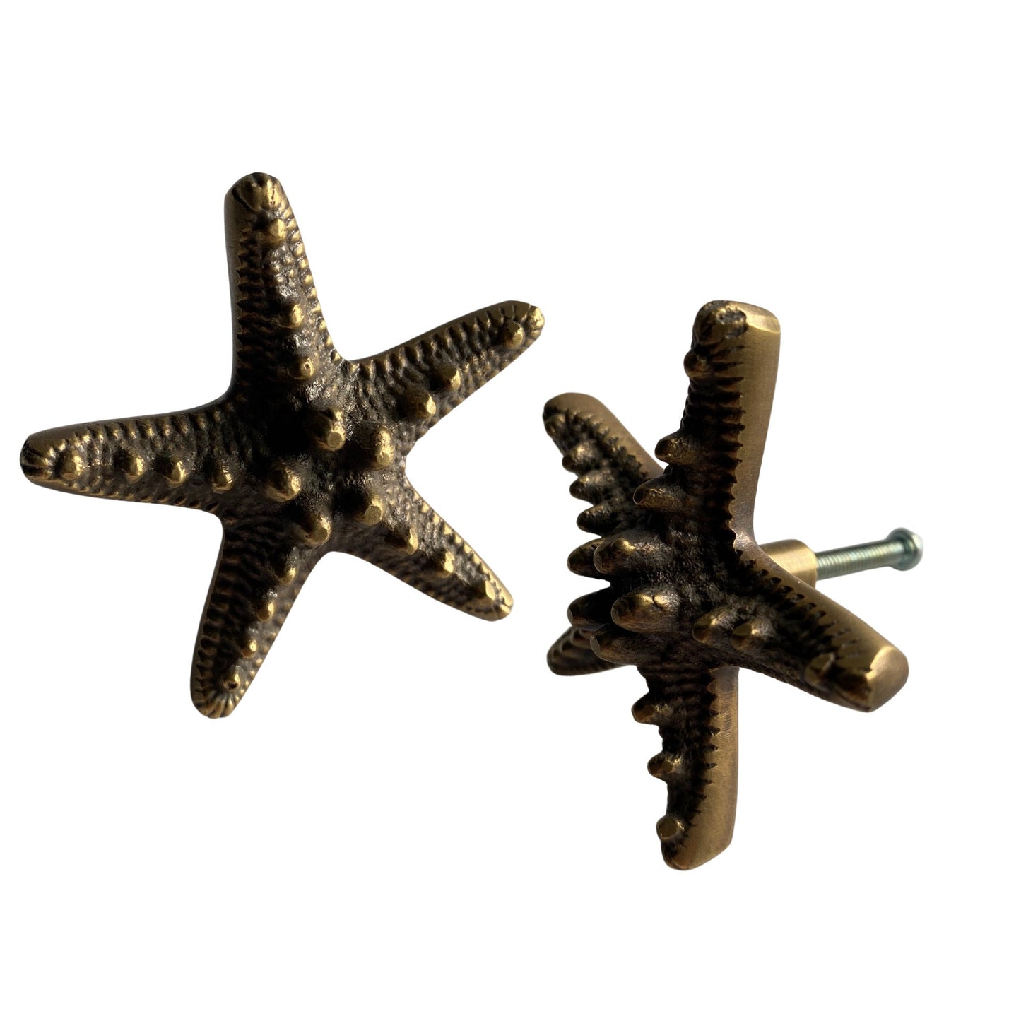 Brass Starfish Knob: Nautical Cabinet Pull, Beach Decor