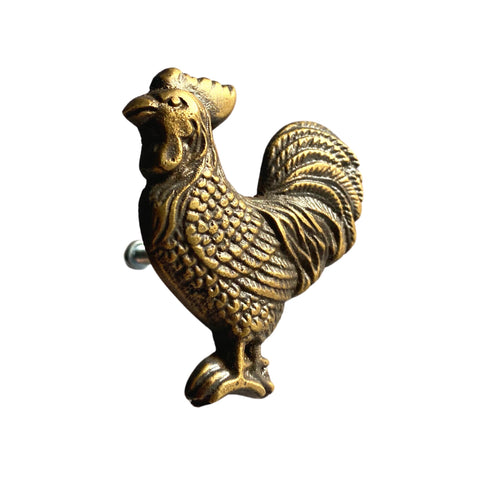 Brass Rooster Chicken Knob Cabinet Pull HOOK Handle Country Kitchen Farmhouse Decor