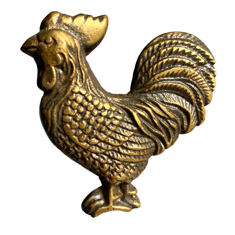 Brass Rooster Chicken Knob Cabinet Pull HOOK Handle Country Kitchen Farmhouse Decor