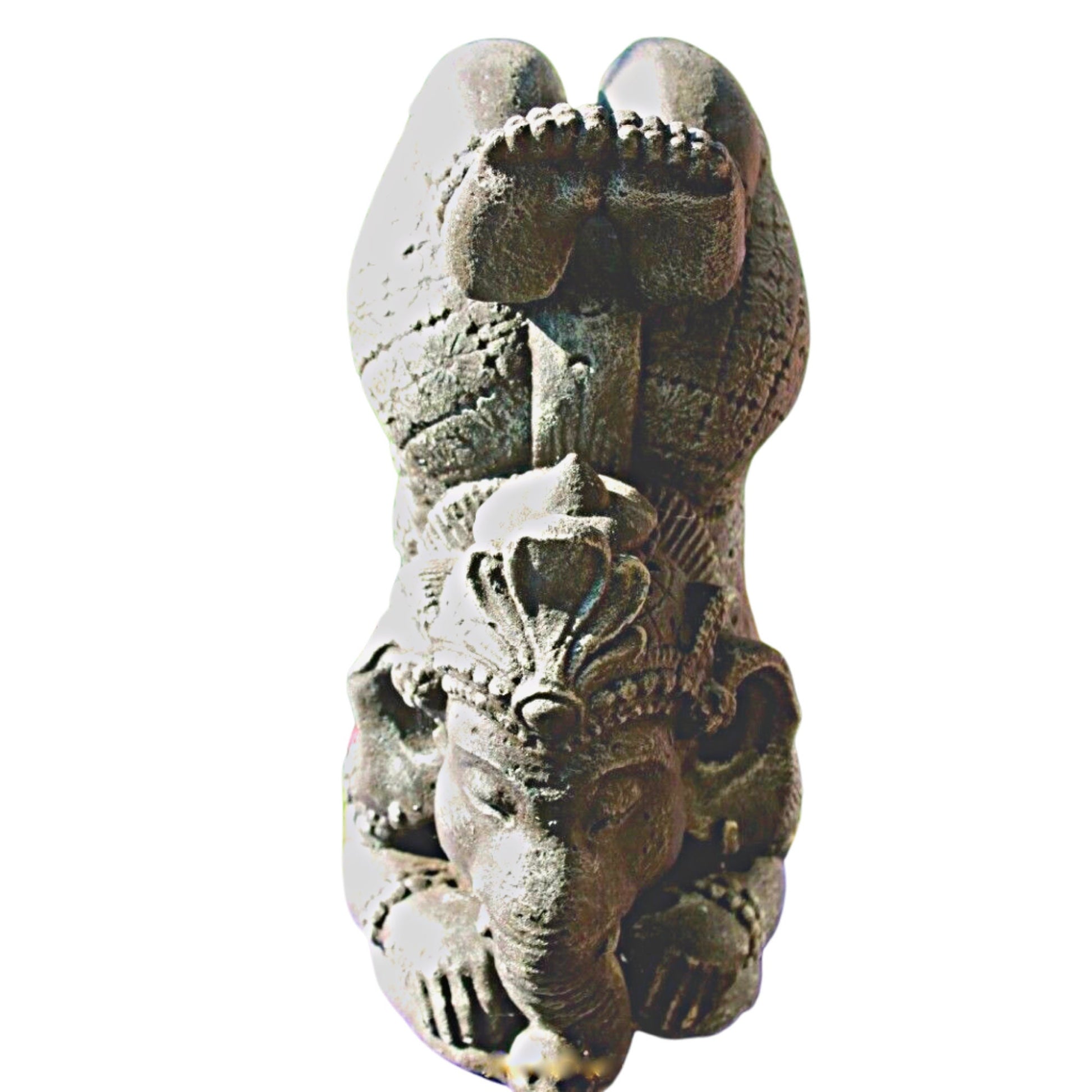 Yoga Pose Ganesha Garden Statue Handmade Cast Lava Stone Elephant Sculpture Balinese art  Eclectic Boho Decor - Acadia World Traders