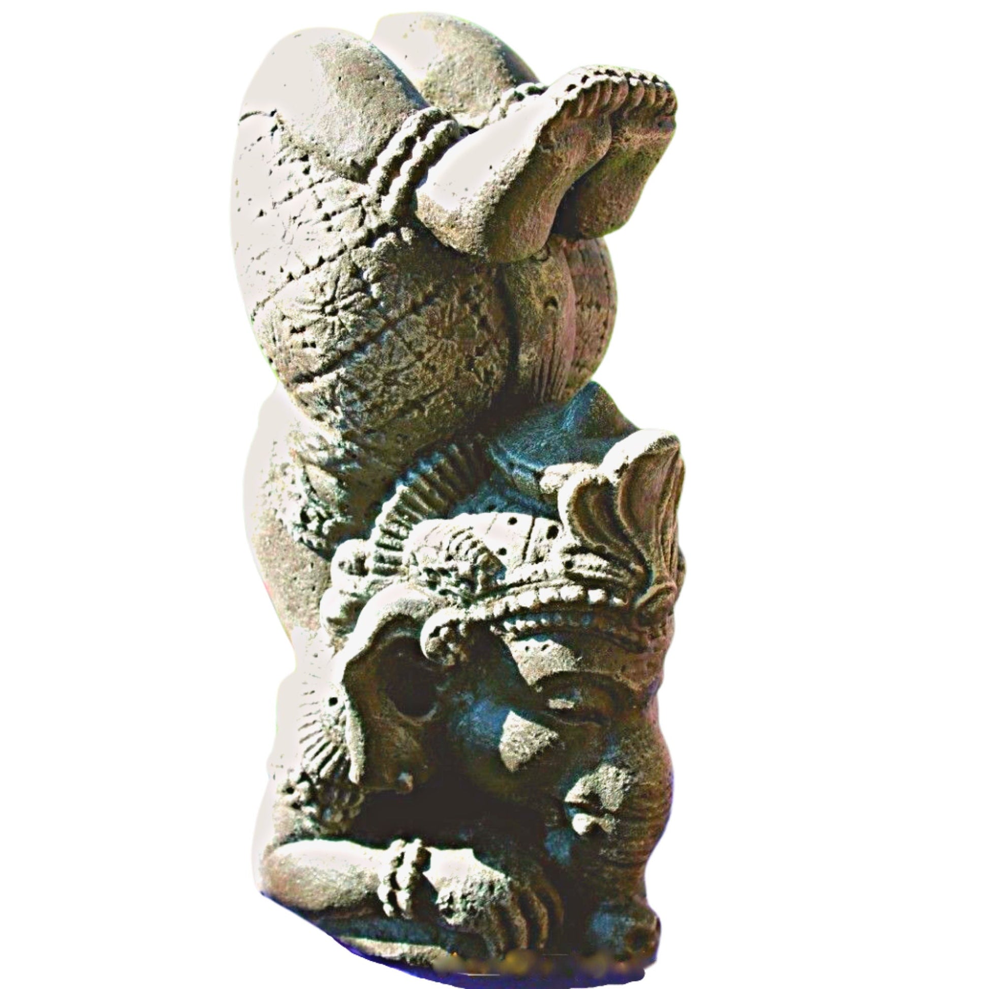 Yoga Pose Ganesha Garden Statue Handmade Cast Lava Stone Elephant Sculpture Balinese art  Eclectic Boho Decor - Acadia World Traders