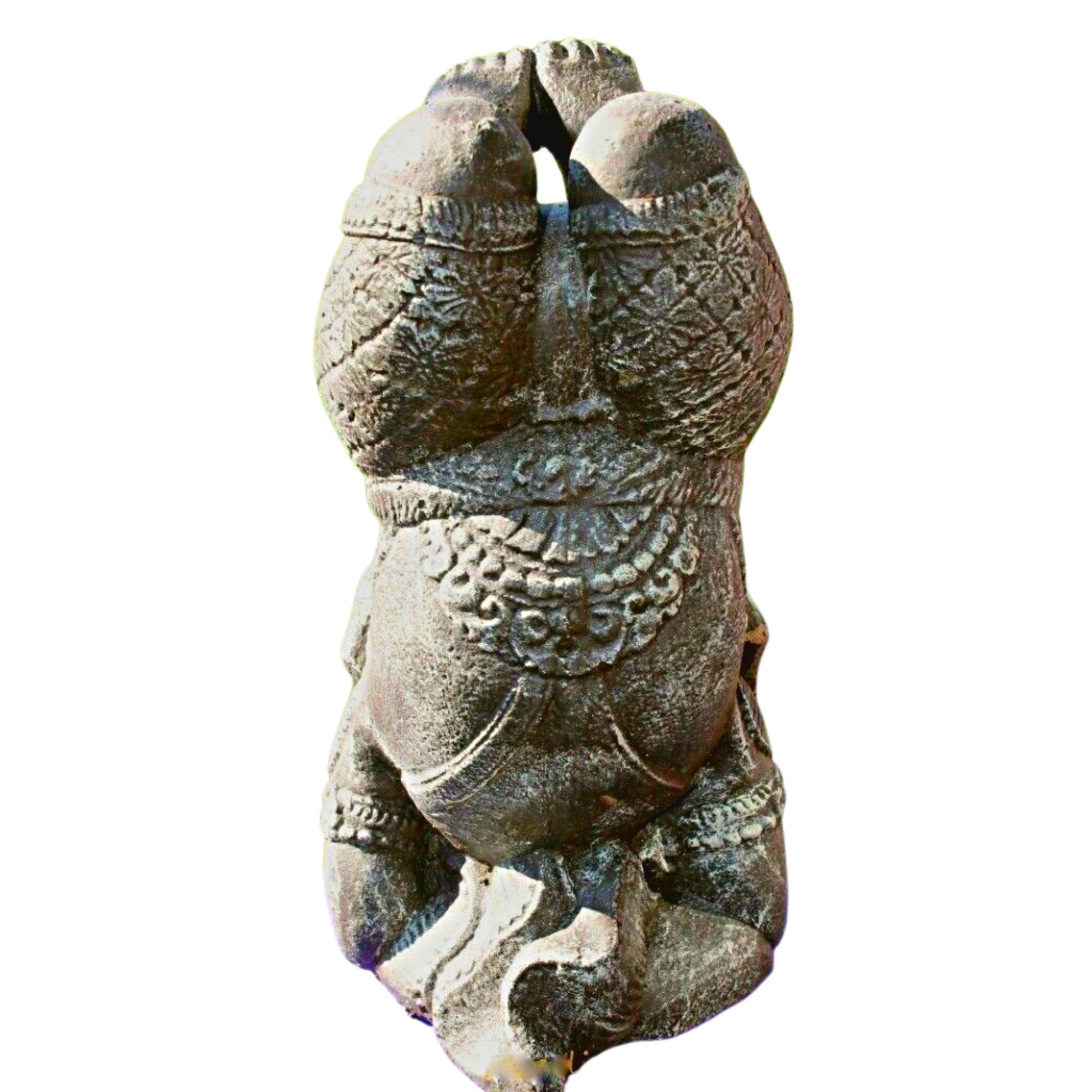 Yoga Pose Ganesha Garden Statue Handmade Cast Lava Stone Elephant Sculpture Balinese art  Eclectic Boho Decor - Acadia World Traders