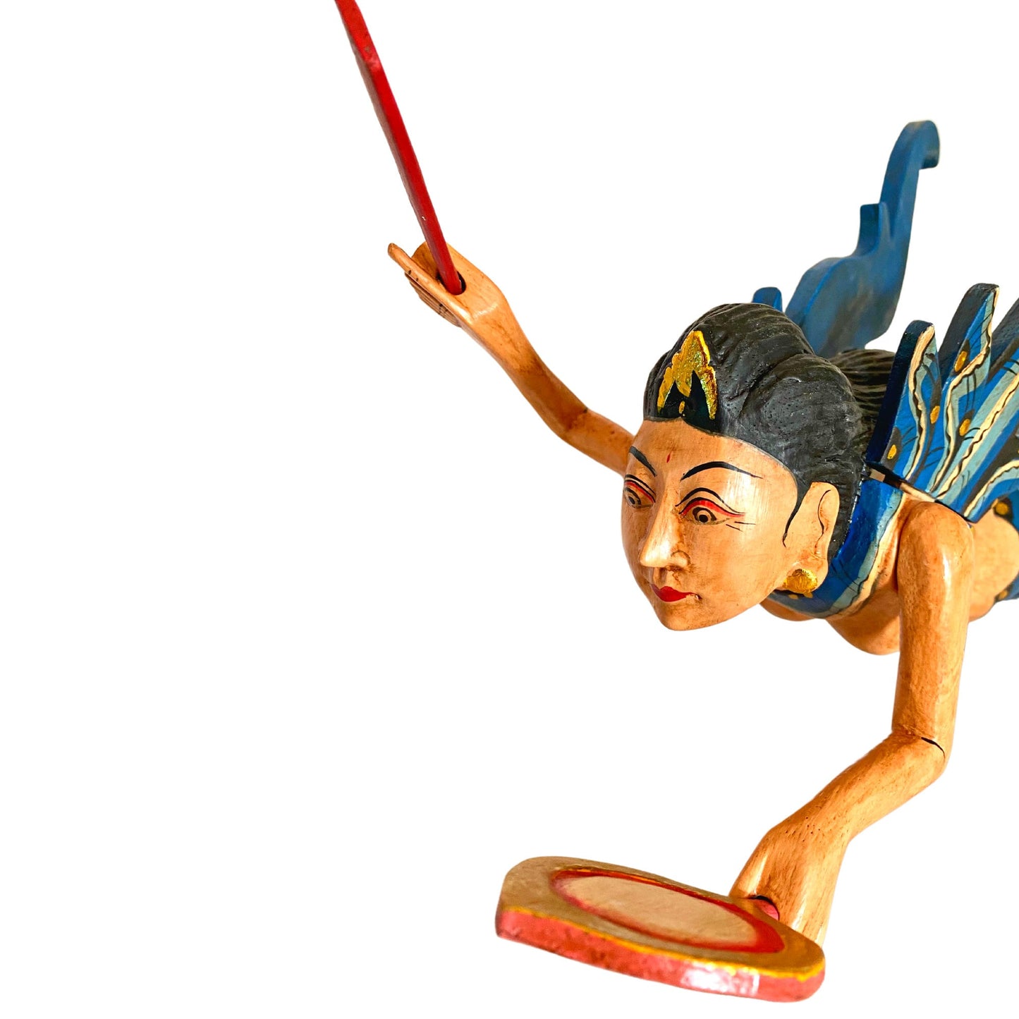 Flying Mermaid Goddess Spiritchaser Mobile, Hand Carved Wood Balinese Folk Art