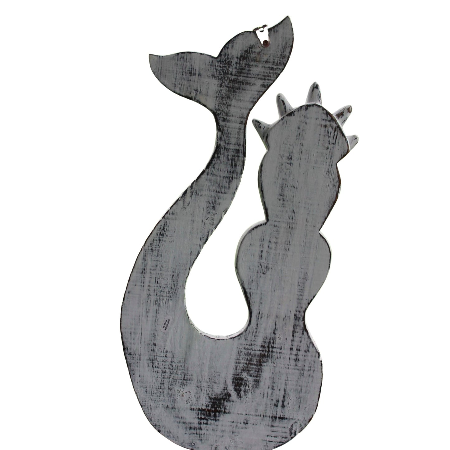 Hand Carved Whitewash Mermaid Princess Wall Art: Bali Folk Art Decor