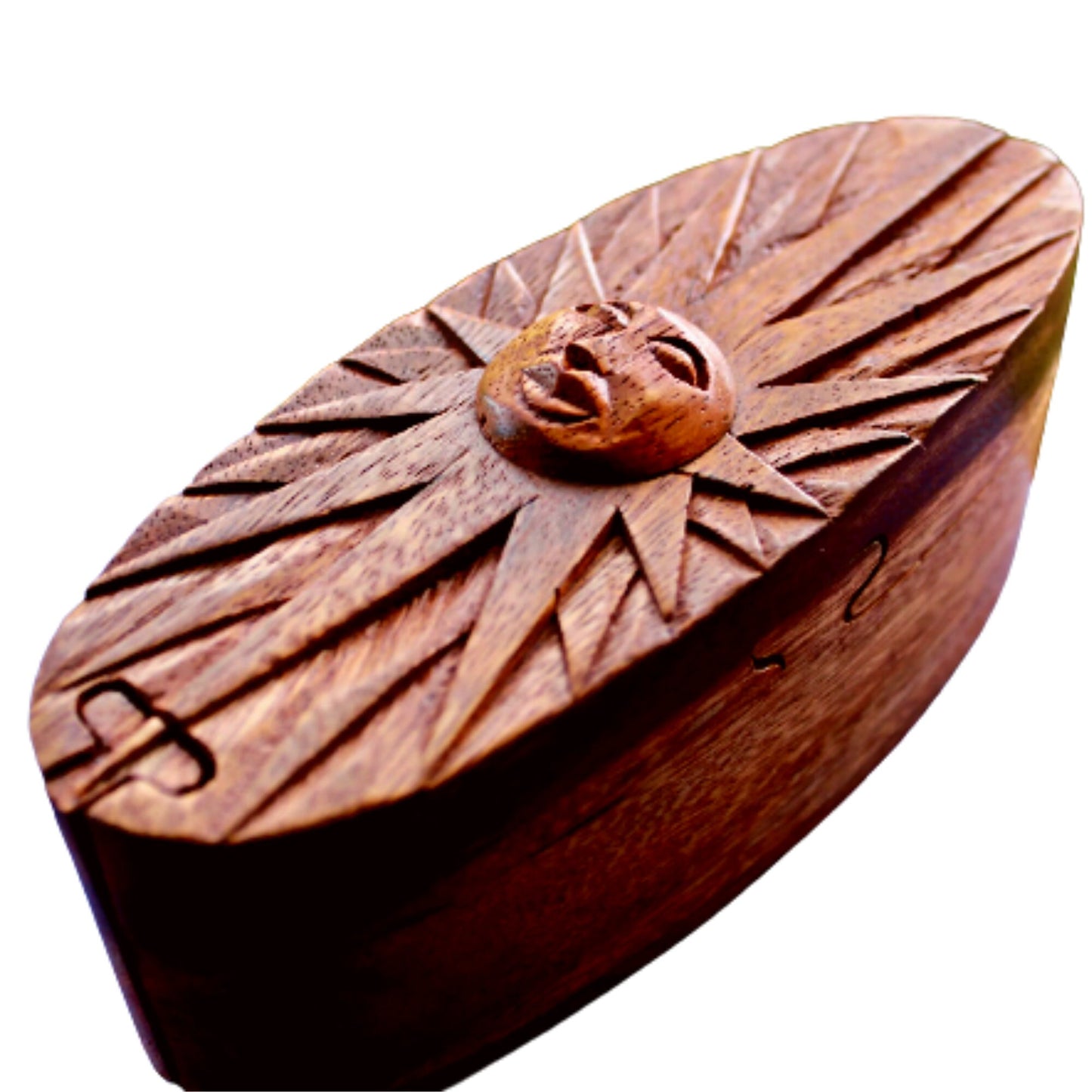 Celestial Sunburst Sun Secret puzzle Box Stash Jewelry gift Box Trinket Box Hand carved suar wood Bali Art - Acadia World Traders