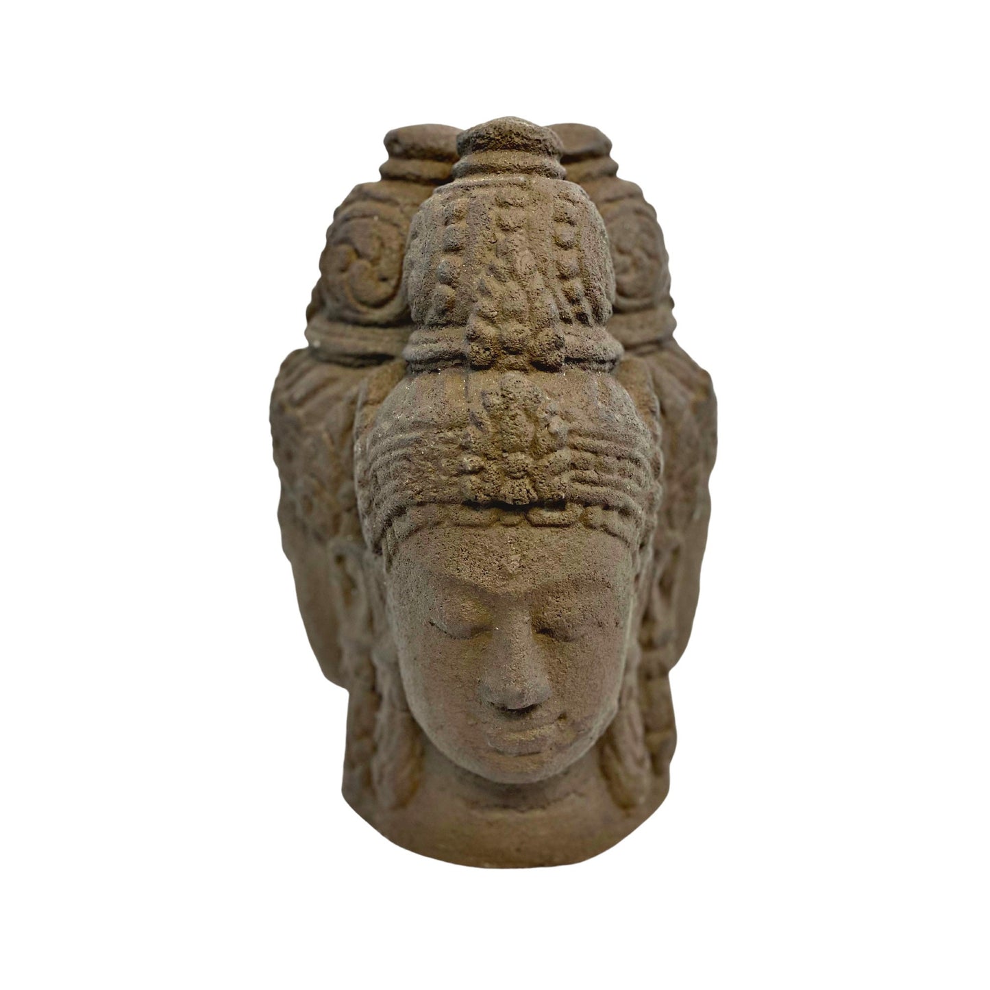 Trimurti Hindu Garden Statue: Handmade Cast Lava Stone Balinese Garden Sculpture