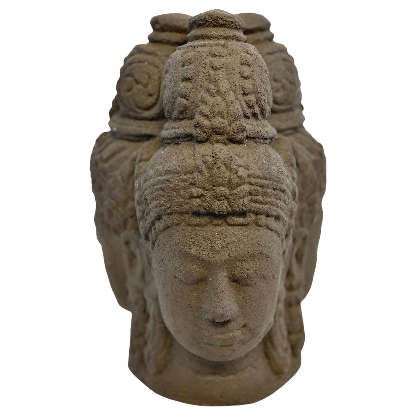 Trimurti Hindu Garden Statue: Handmade Cast Lava Stone Balinese Garden Sculpture