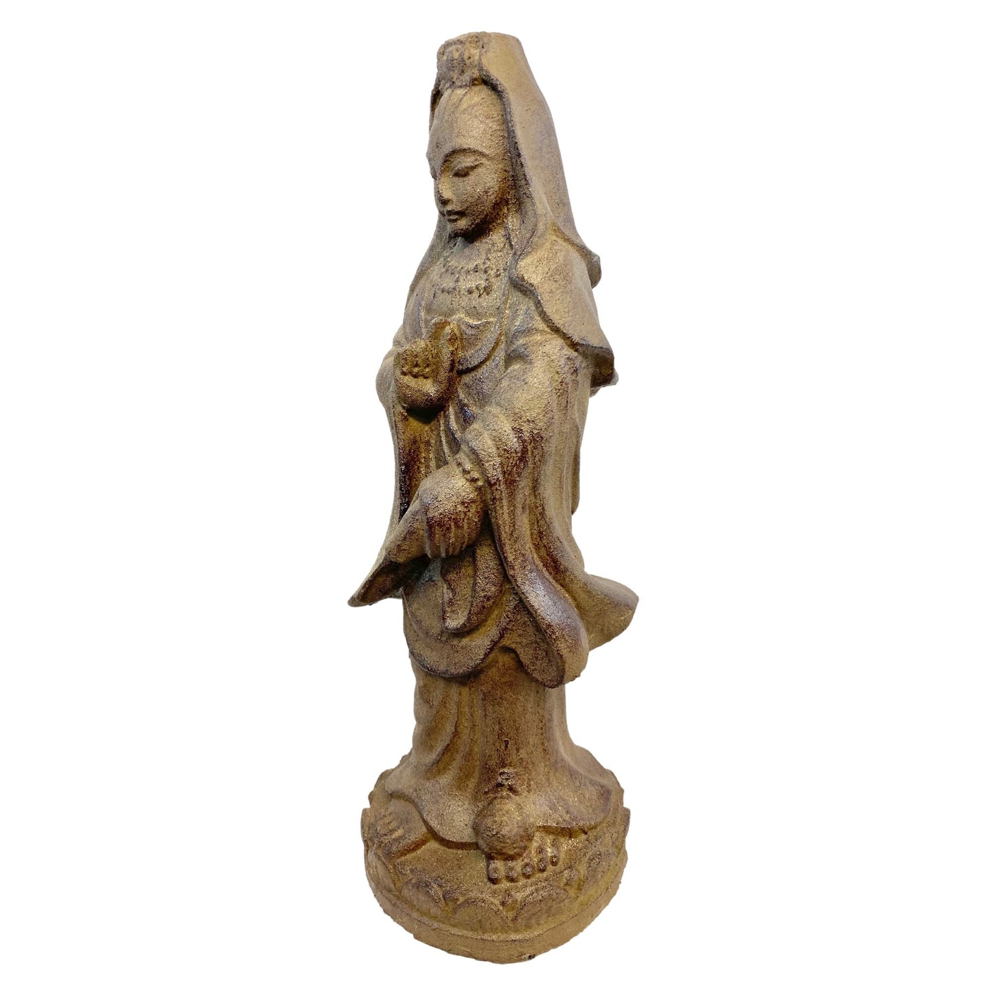Guanyin Garden Statue Quanyin Kwanyin Goddess Of Mercy Cast Lava Stone sculpture Decor yard Art Sculpture Bodhisattva Of Compassion - Acadia World Traders
