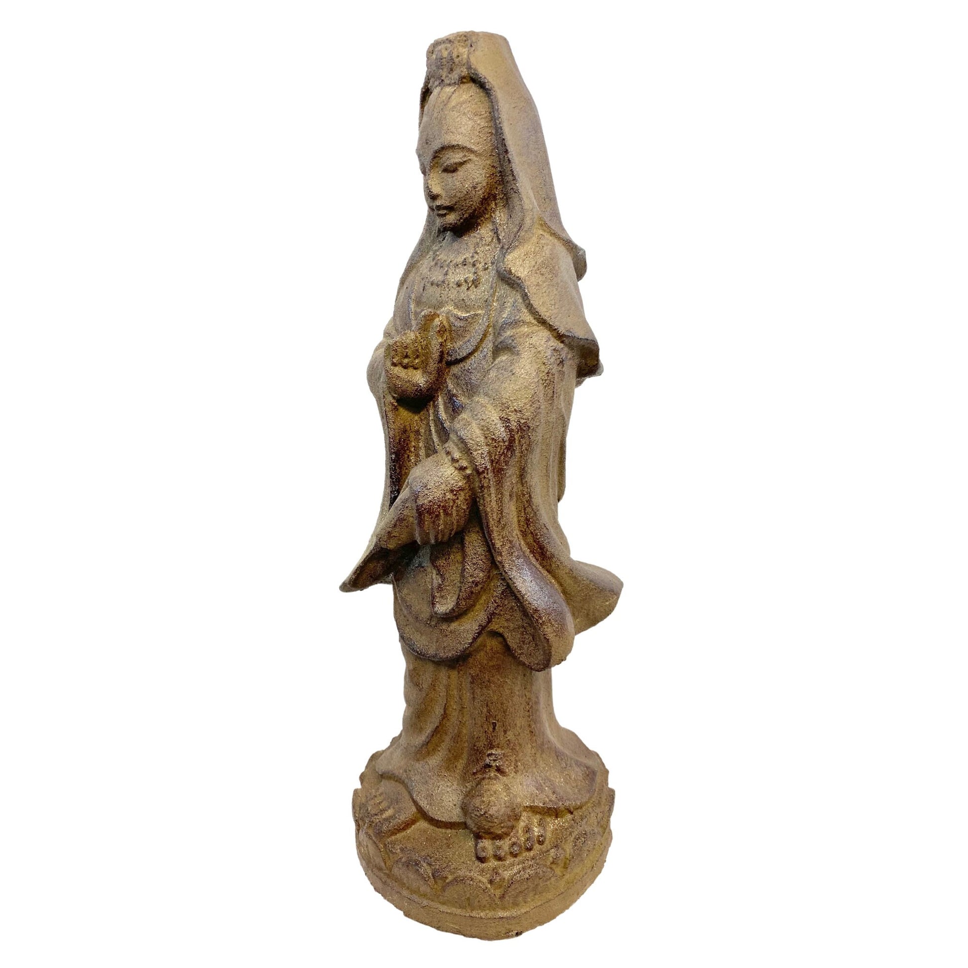 Guanyin Garden Statue Quanyin Kwanyin Goddess Of Mercy Cast Lava Stone sculpture Decor yard Art Sculpture Bodhisattva Of Compassion - Acadia World Traders