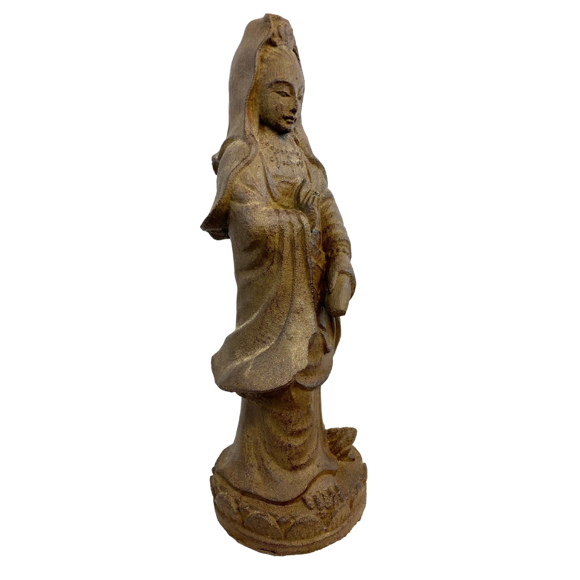Guanyin Garden Statue Quanyin Kwanyin Goddess Of Mercy Cast Lava Stone sculpture Decor yard Art Sculpture Bodhisattva Of Compassion - Acadia World Traders