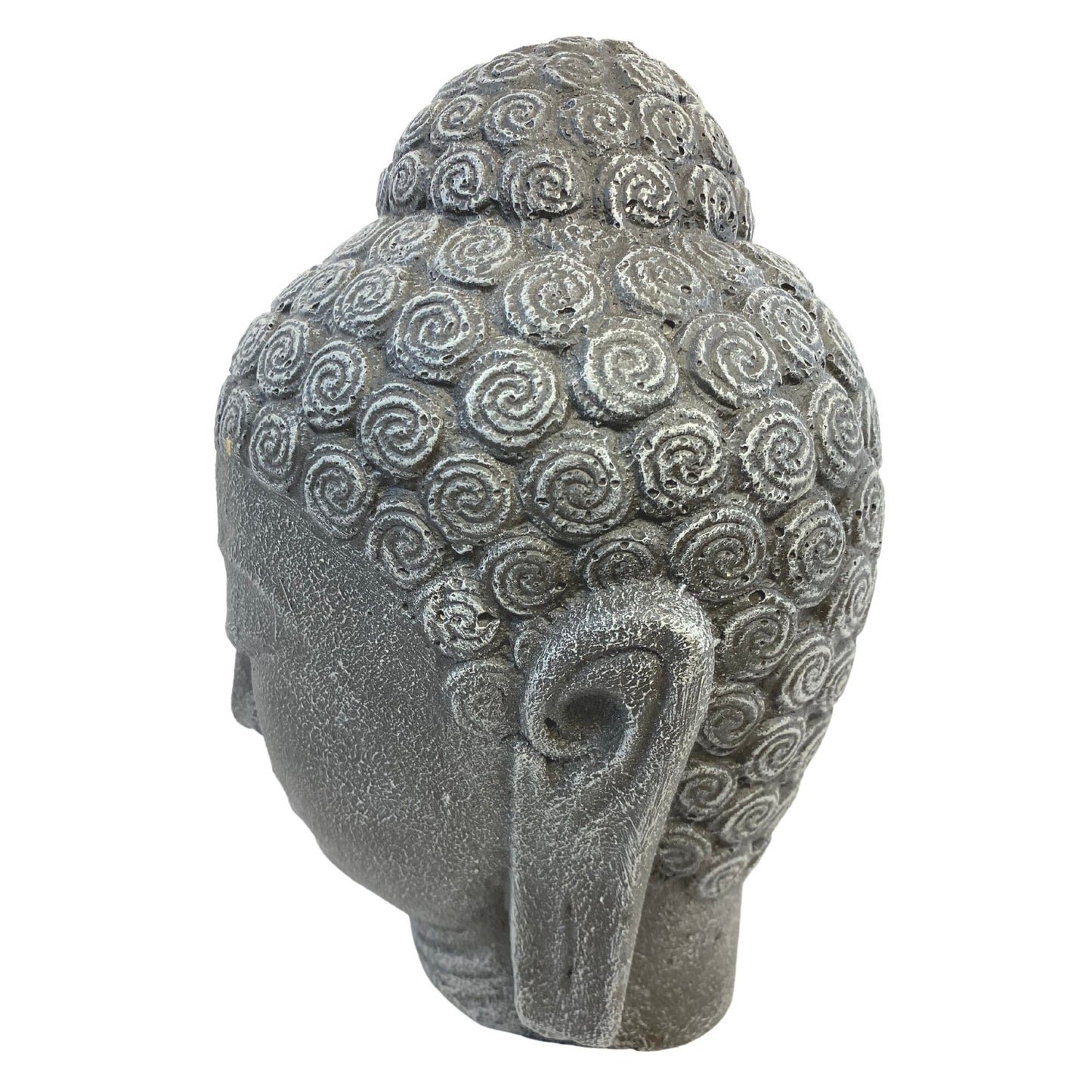 Buddha Head Garden Statue: Handmade Cast Lava Stone Sculpture, Balinese Garden Decor