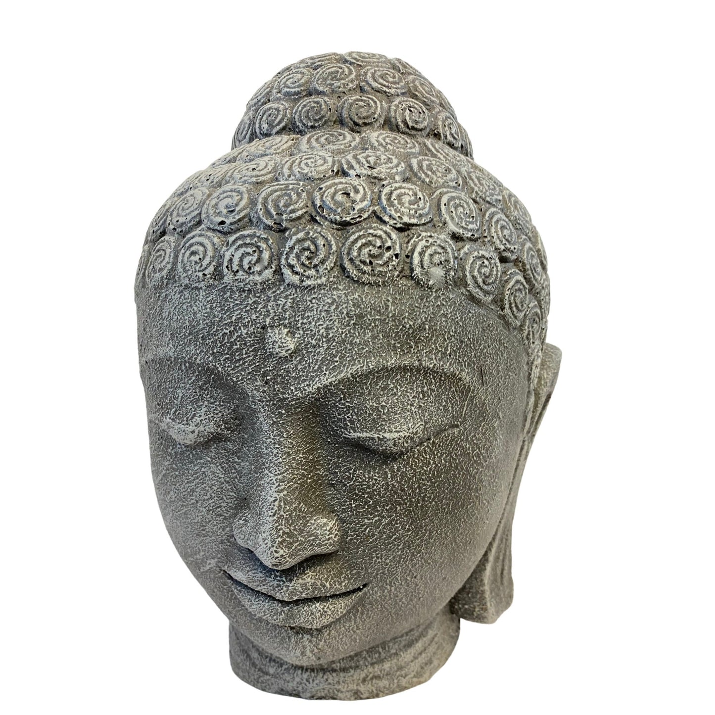 Buddha Head Garden Statue: Handmade Cast Lava Stone Sculpture, Balinese Garden Decor