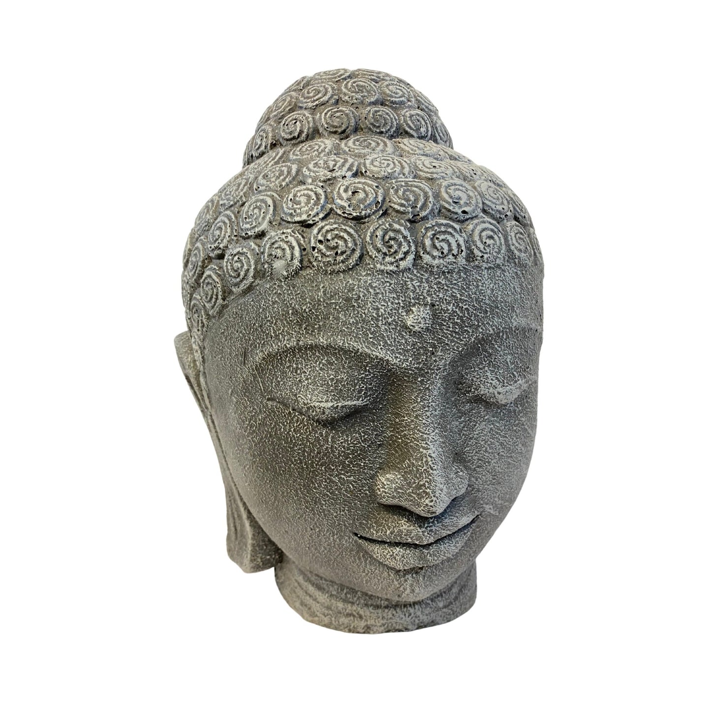 Buddha Head Garden Statue: Handmade Cast Lava Stone Sculpture, Balinese Garden Decor