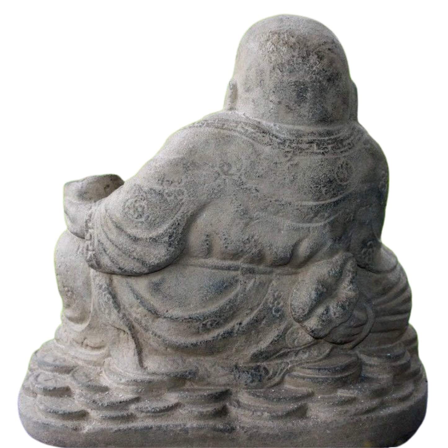 Cast Lava Stone Hotei Laughing Buddha Garden Statue: Balinese Garden Art