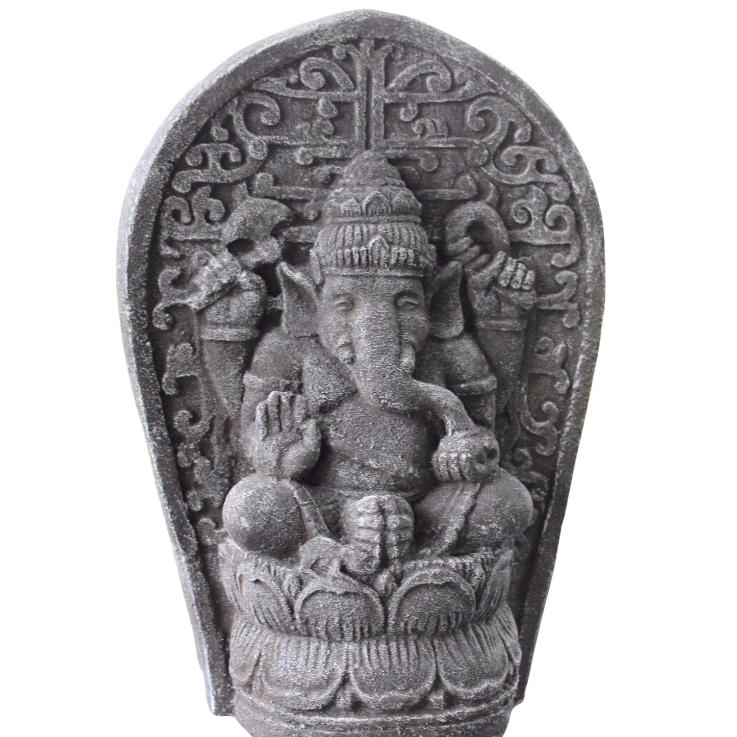 Ganapati Ganesha Lotus Pose Statue Panel Garden statuary Remover Obstacles Cast Lava stone sculpture Bali yard art