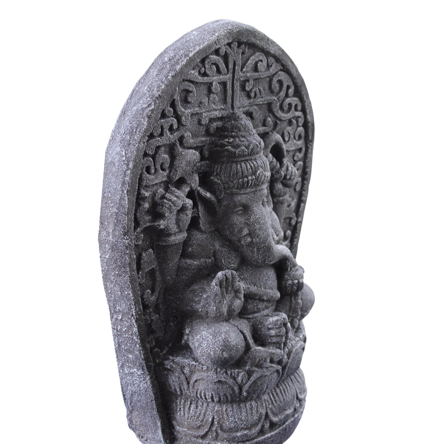 Ganapati Ganesha Lotus Pose Statue Panel Garden statuary Remover Obstacles Cast Lava stone sculpture Bali yard art