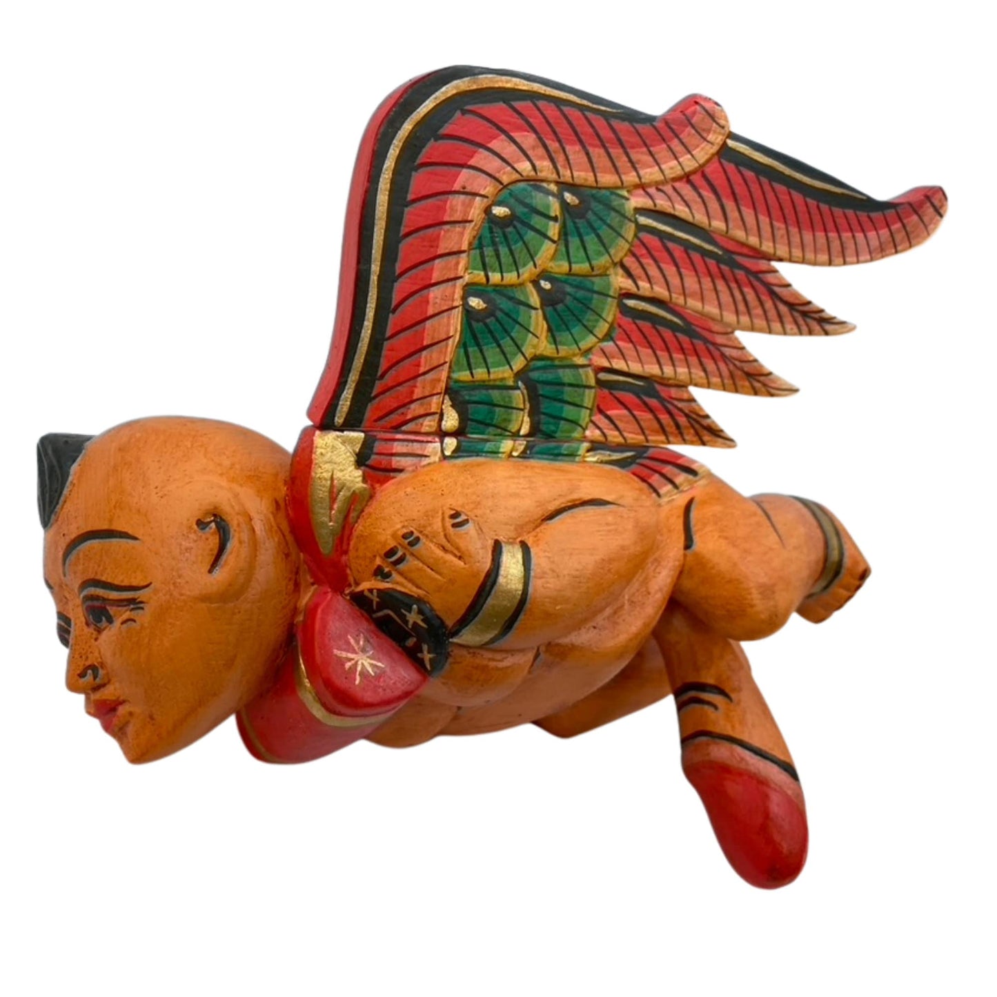 Winged Balinese Baby mobile Lingam Flying Dick Statue Cradle guardian Spiritchaser Carved wood Bali art