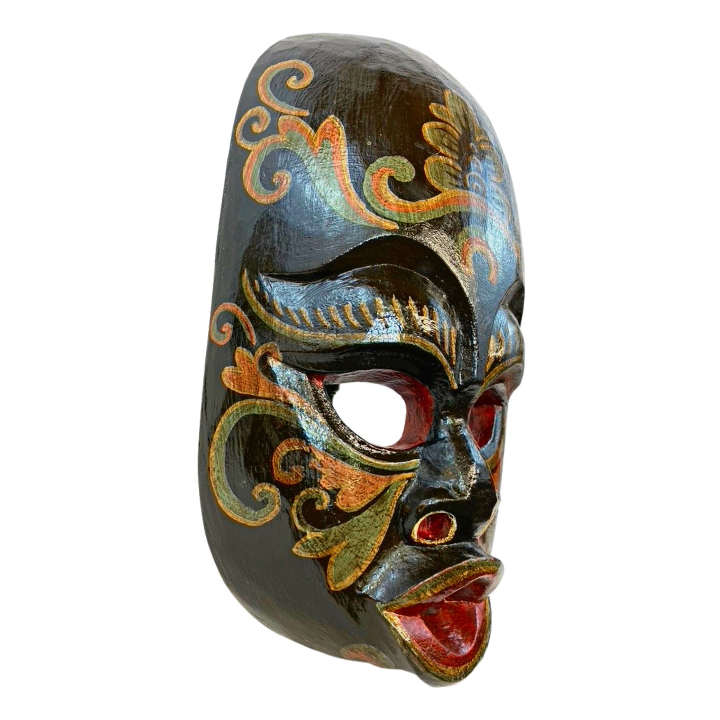Hand Carved Balinese Barong Brutuk Mask: Bali Folk Art Wood Carving, Wall Decor