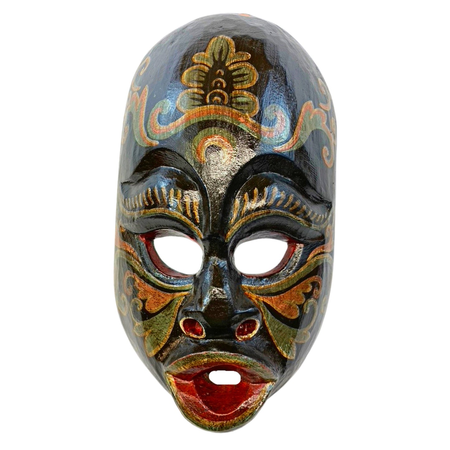 Hand Carved Balinese Barong Brutuk Mask: Bali Folk Art Wood Carving, Wall Decor