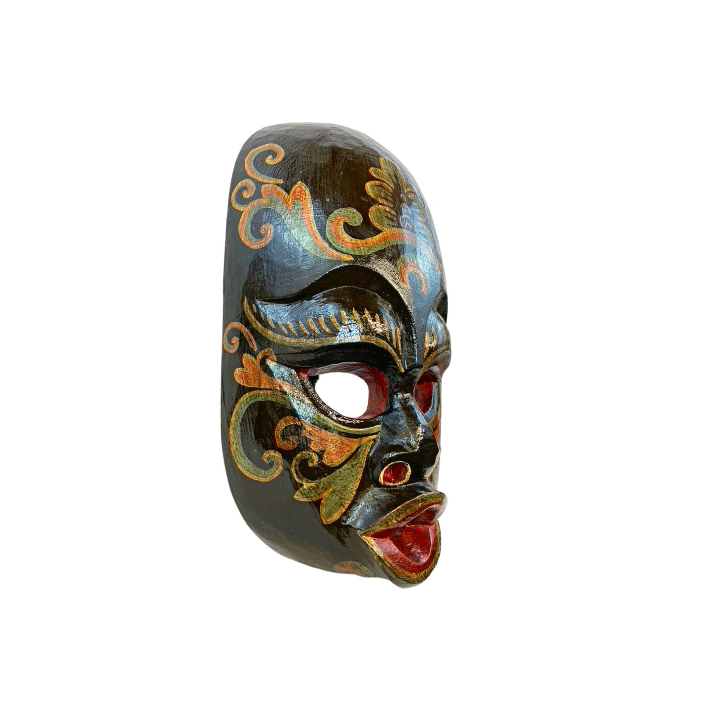 Hand Carved Balinese Barong Brutuk Mask: Bali Folk Art Wood Carving, Wall Decor