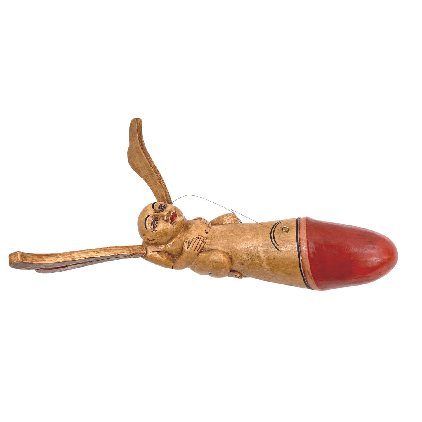 Balinese Winged Shiva Lingam Spirit Chaser Mobile: Hand-Carved Wood Folk Art