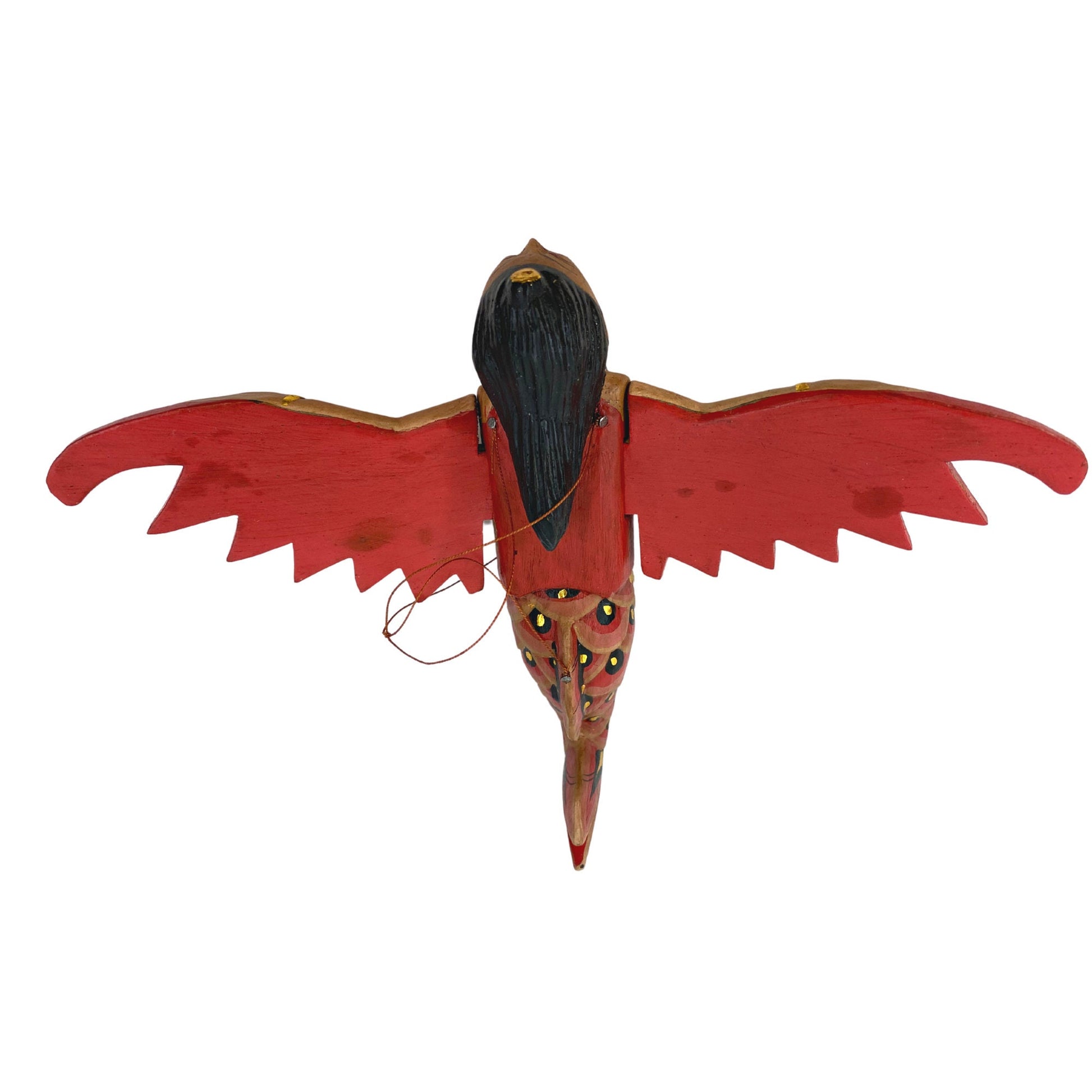 Flying Mermaid Hanging Mobile Winged Sea GODDESS Demon Chaser Crib Guardian Hand Carved Wood Balinese Bali Folk Art red 8 inch - Acadia World Traders