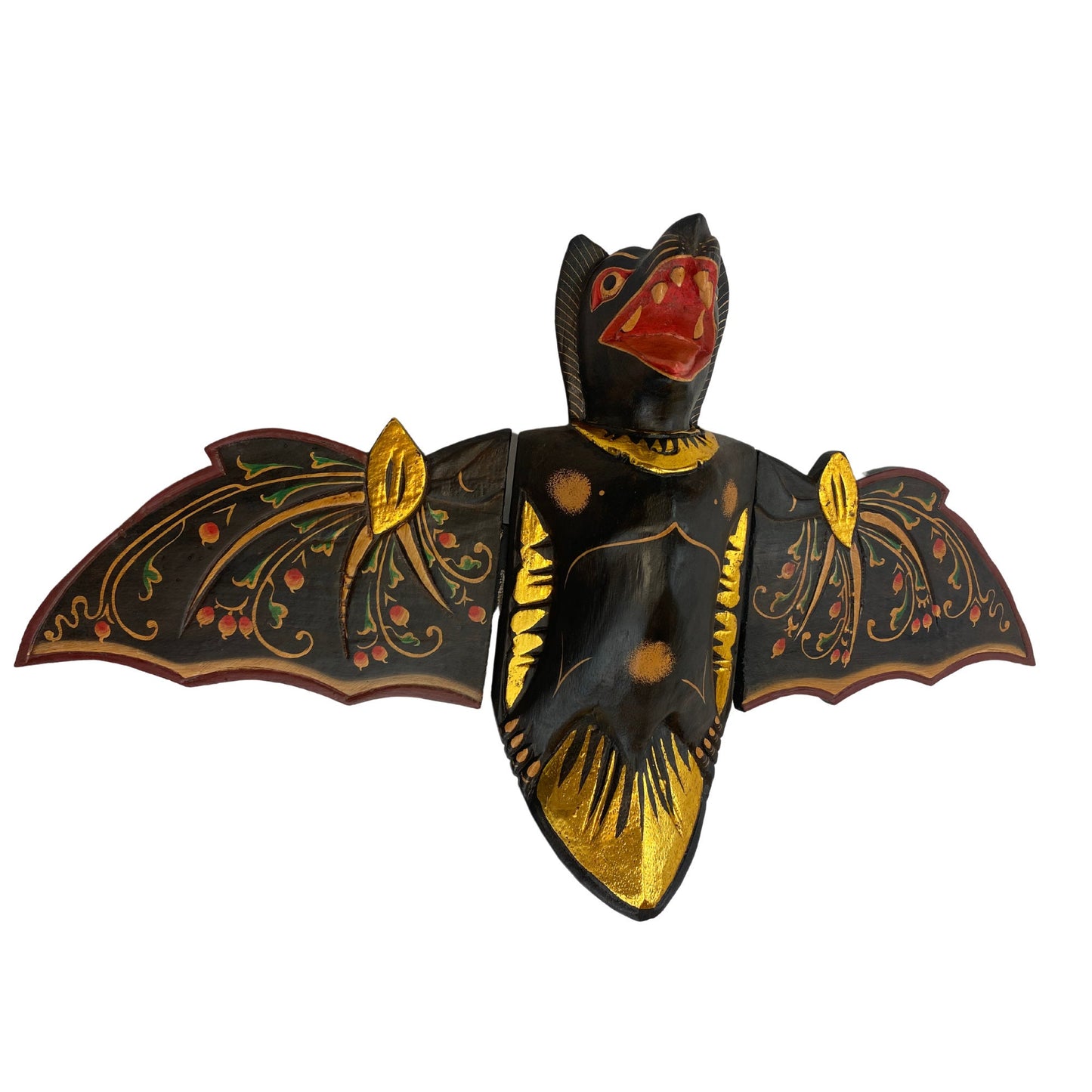 Flying Black Bat Mobile Balinese Spirit Chaser Demon chaser hand carved wood Bali Art