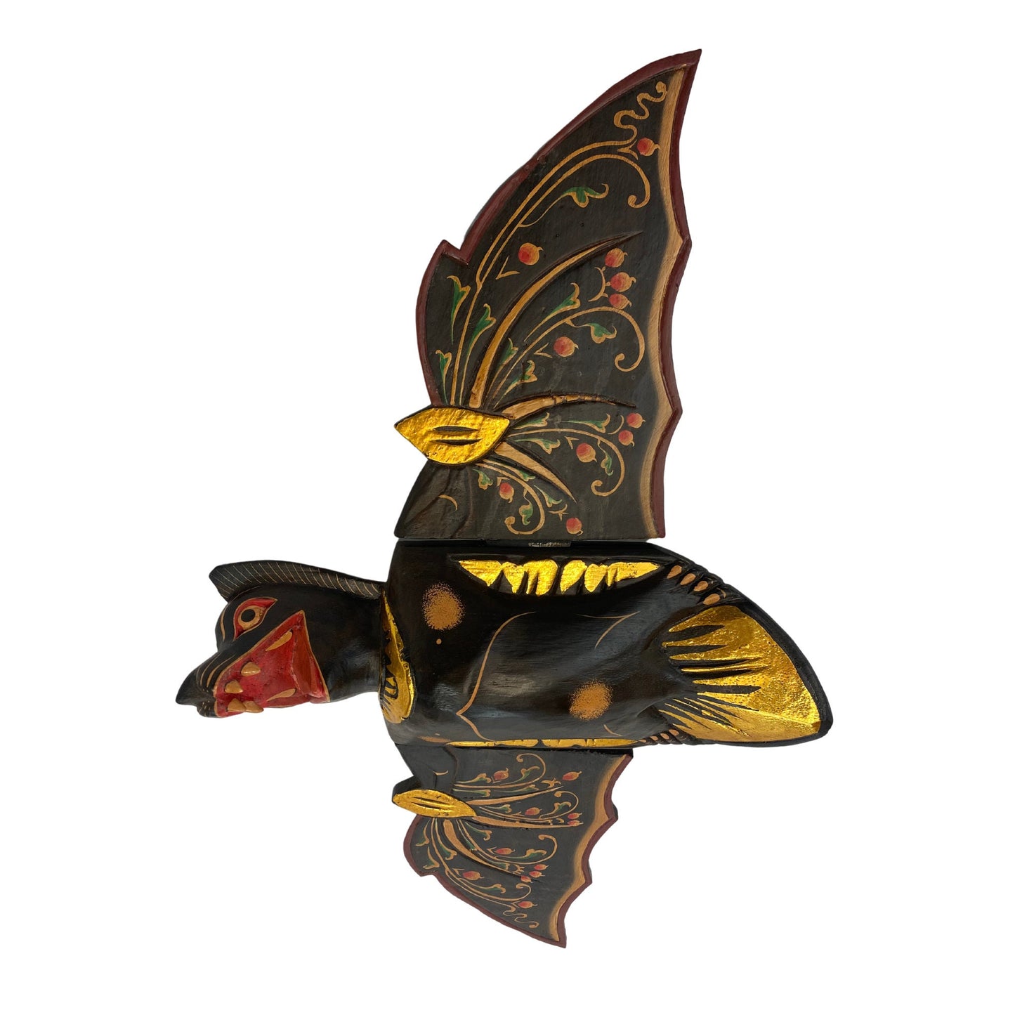 Flying Black Bat Mobile Balinese Spirit Chaser Demon chaser hand carved wood Bali Art