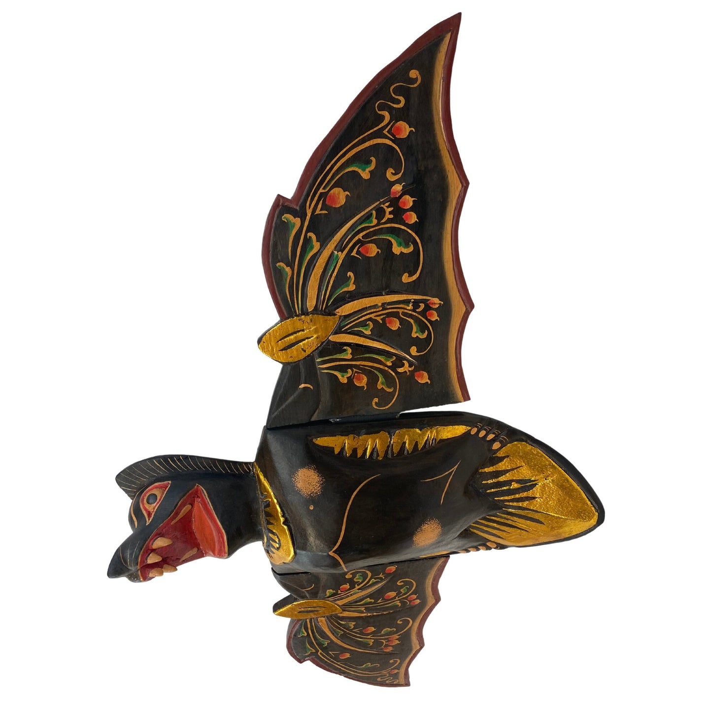 Flying Black Bat Mobile Balinese Spirit Chaser Demon chaser hand carved wood Bali Art
