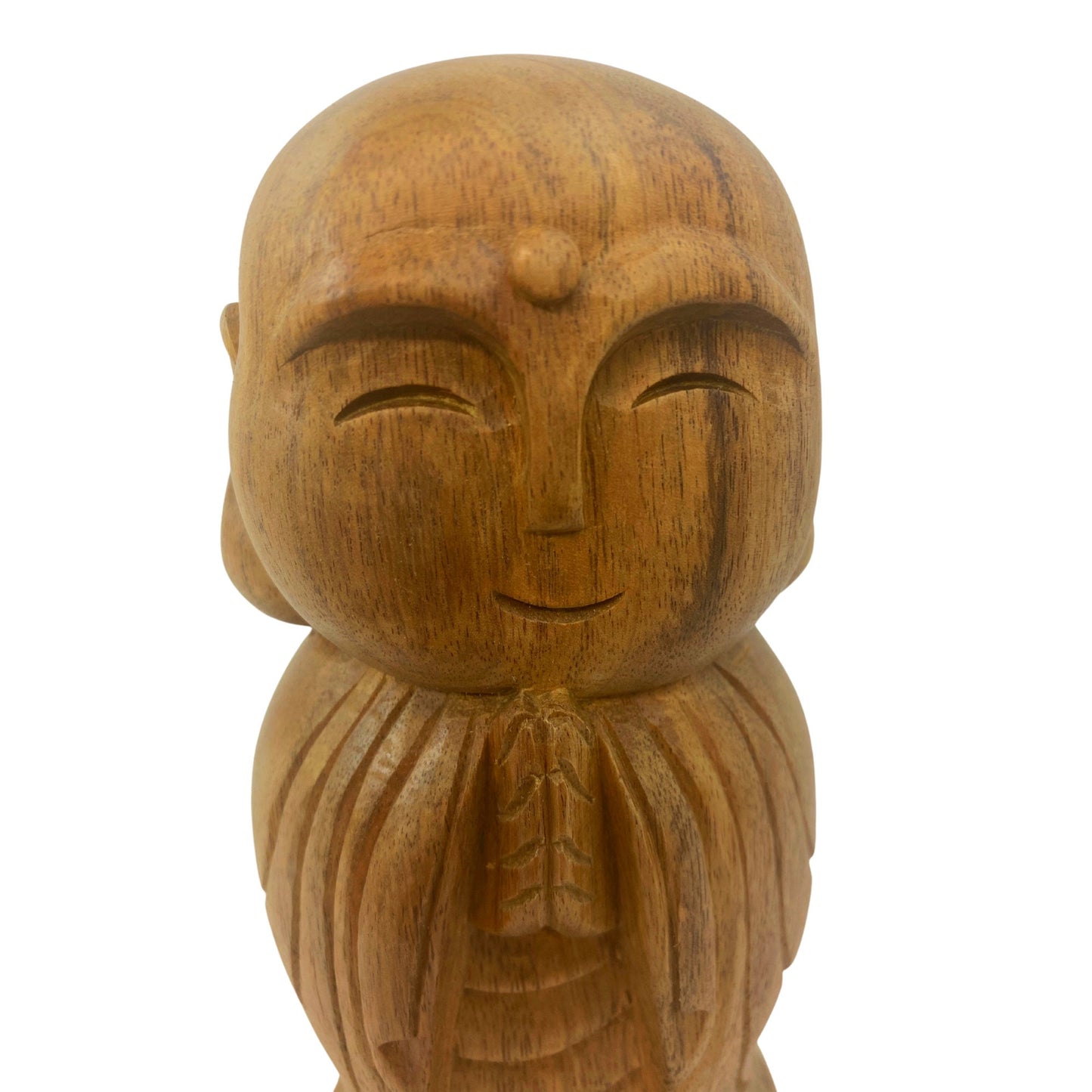 Namaste Blessing Jizo Buddha Sculpture Hand Carved wood statue Protector of Children Mothers Travelers