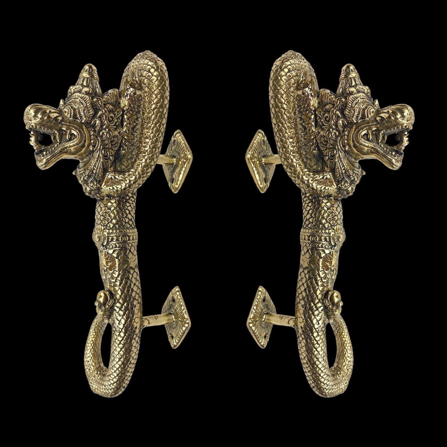 Silvered Bronze Dragon Naga Antaboga Serpent Door Handle door hardware Pull handmade Cast Bronze Metal Bali Art