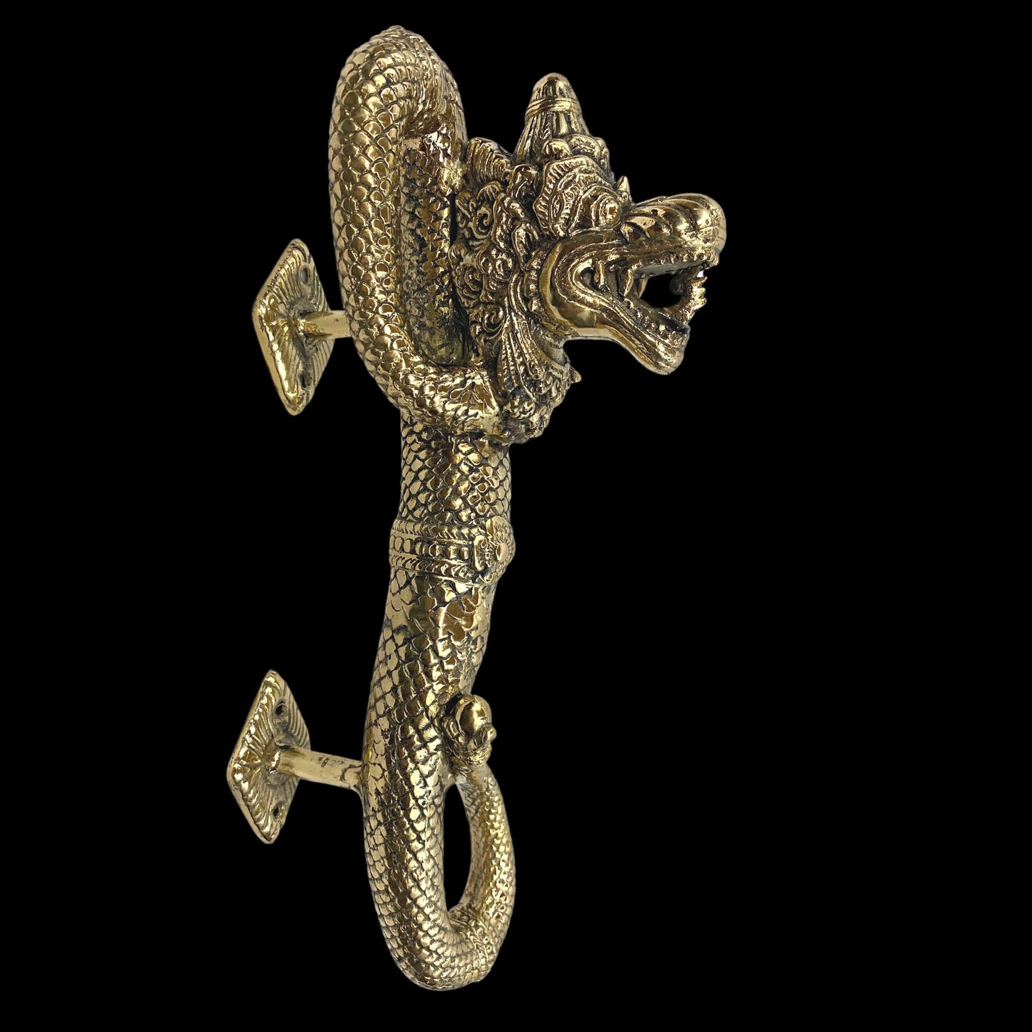 Silvered Bronze Dragon Naga Antaboga Serpent Door Handle door hardware Pull handmade Cast Bronze Metal Bali Art