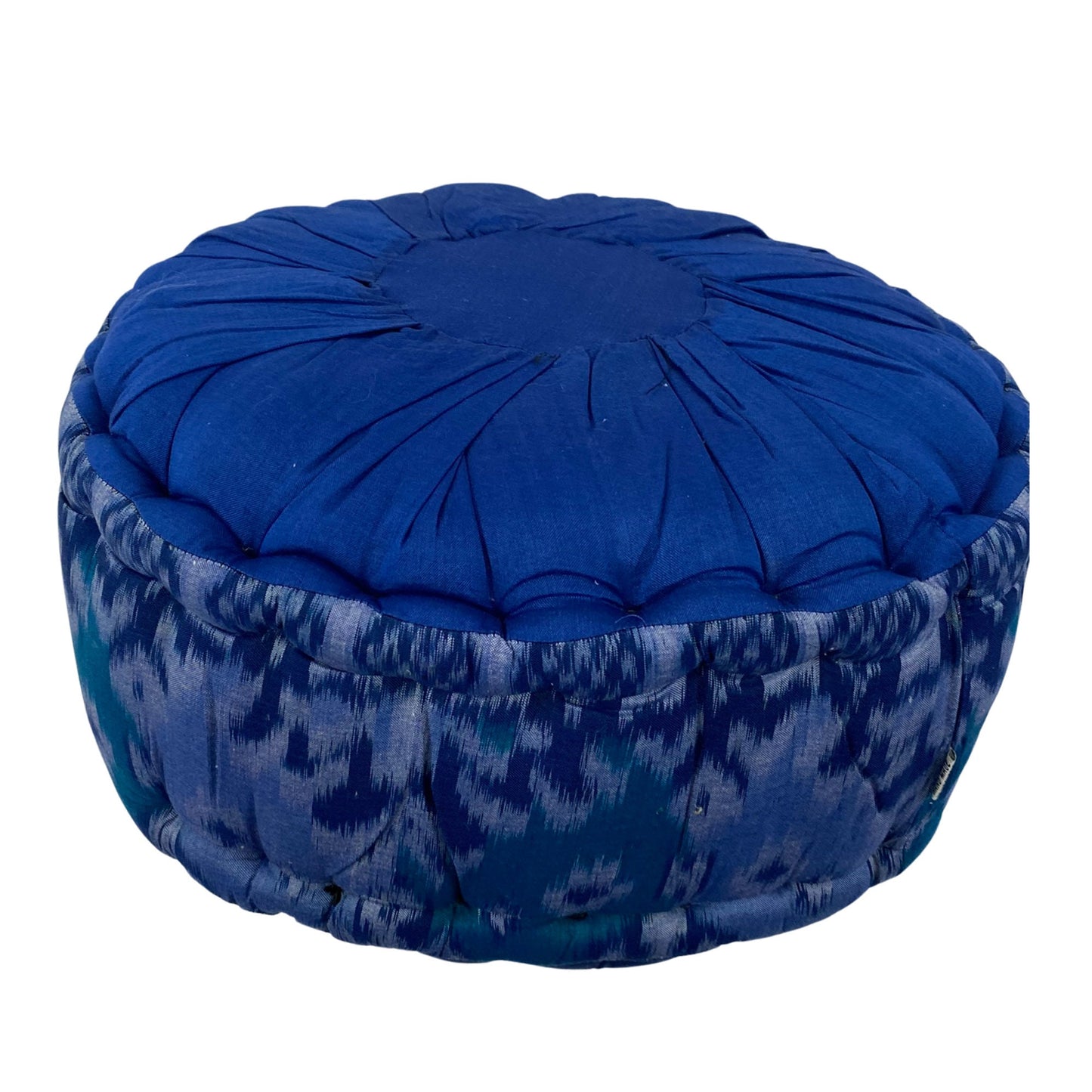 Handwoven Ikat Zafu Meditation Pillow: Organic Kapok Filled floor cushion