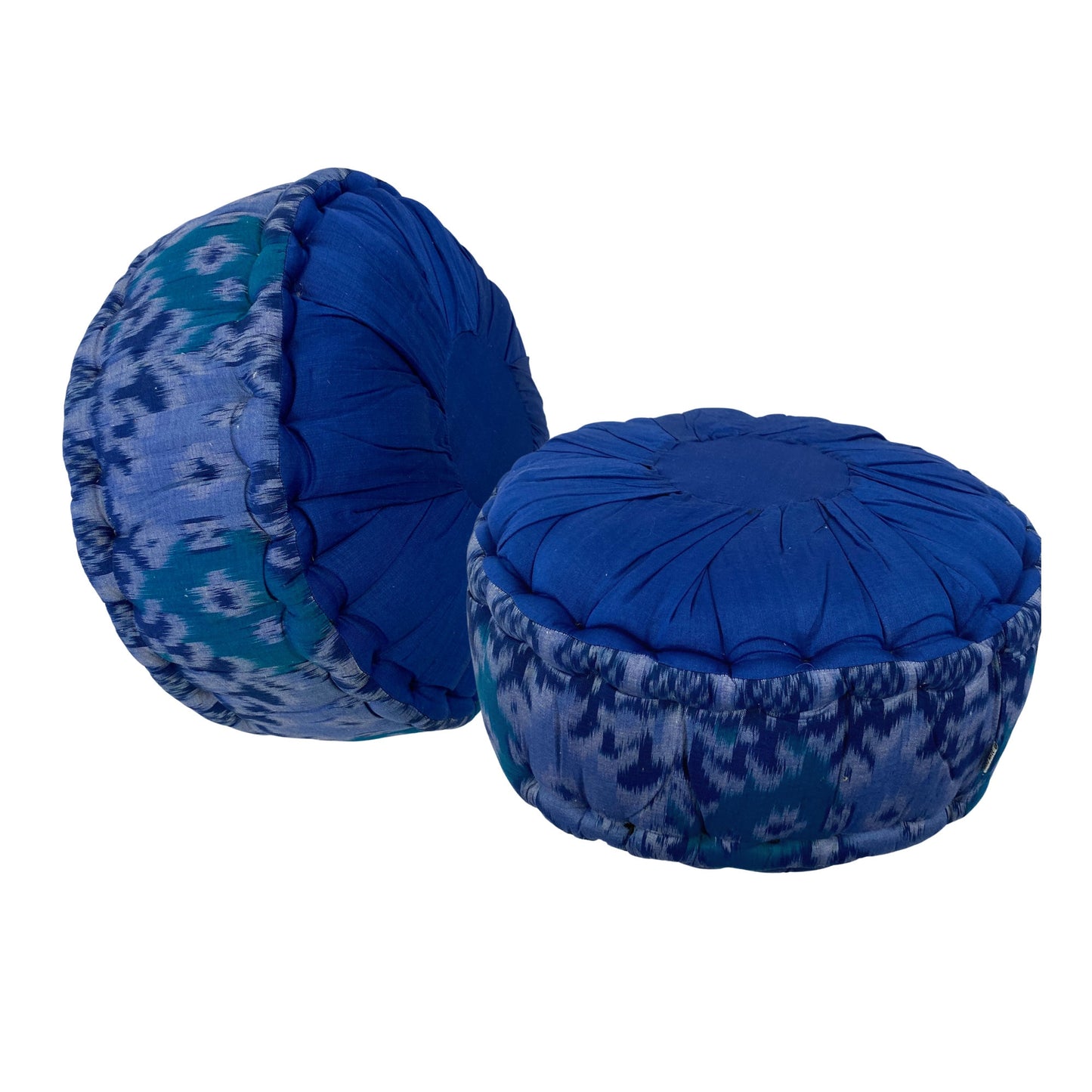 Handwoven Ikat Zafu Meditation Pillow: Organic Kapok Filled floor cushion