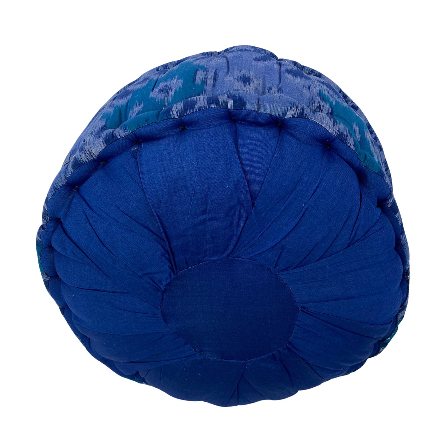 Handwoven Ikat Zafu Meditation Pillow: Organic Kapok Filled floor cushion